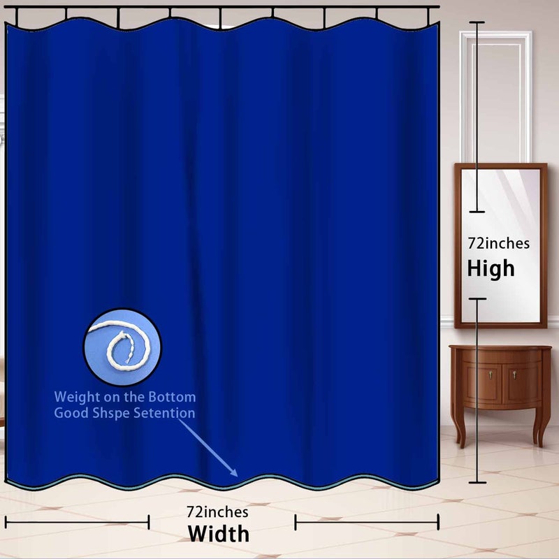 NTETSN Classic Royal Blue Shower Curtain Washable Thicken Durable Polyester Fabric Set with Hooks, Weight Hem, 72 X 72 Inches, LHNT330-72 - Image 2